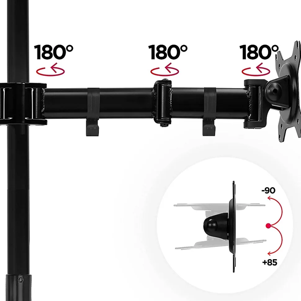 DMT254 Support 4 écrans PC à pince pour bureau Bras de moniteur Rotatif Inclinable Pivotant Compatible VESA 75 100 Duronic