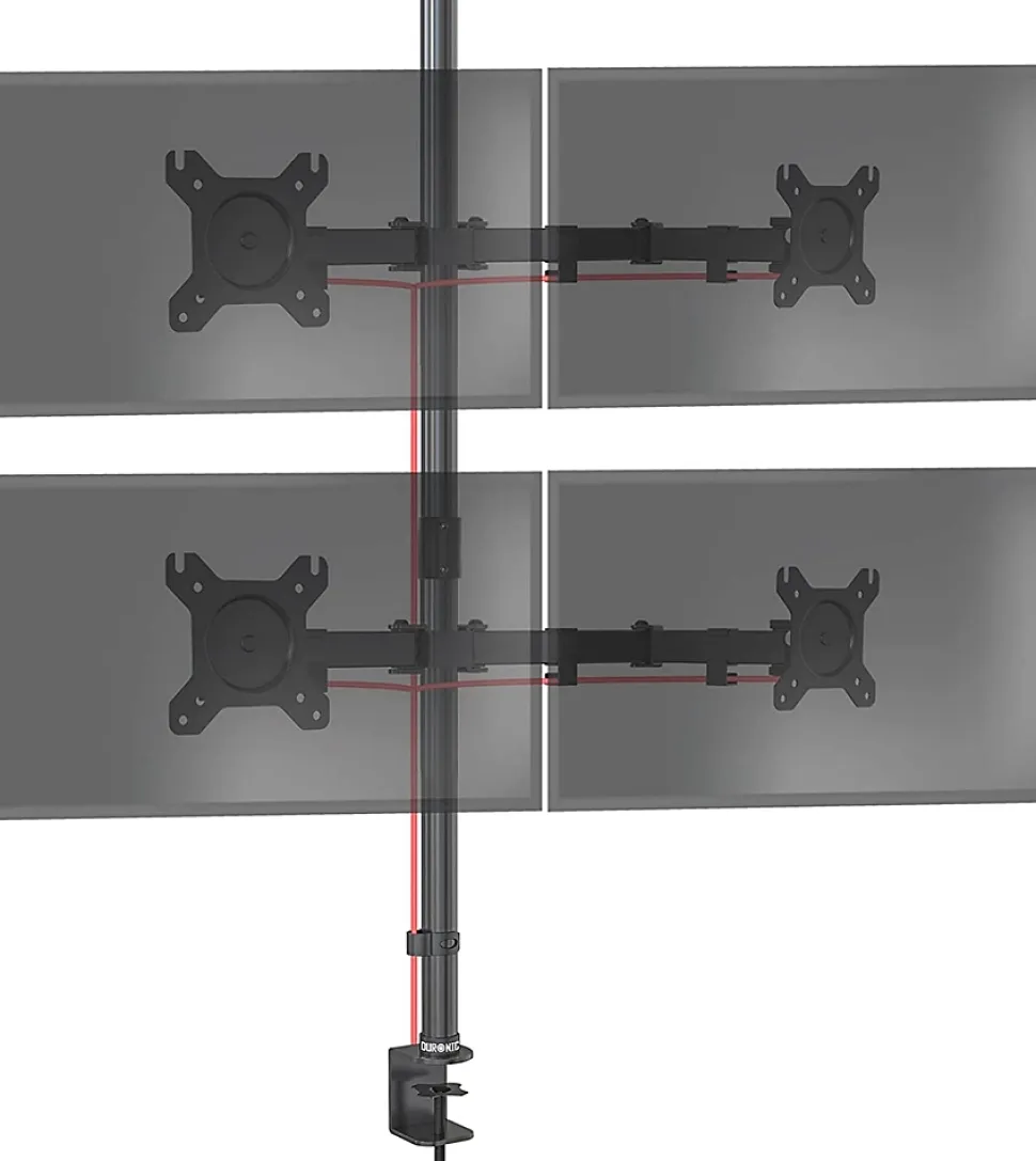 DMT154 Support 4 écrans PC à pince pour bureau Bras de moniteur Rotatif Inclinable Pivotant Compatible VESA 75 100 Duronic