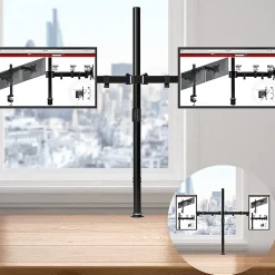 DMT152 Support 2 écrans PC à pince pour bureau Bras de moniteur Rotatif Inclinable Pivotant Compatible VESA 75 100 Duronic