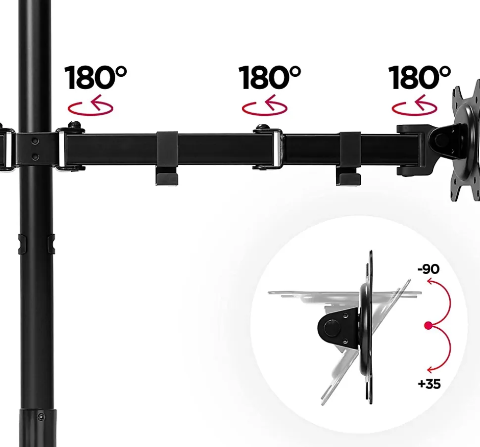 DMT152 Support 2 écrans PC à pince pour bureau Bras de moniteur Rotatif Inclinable Pivotant Compatible VESA 75 100 Duronic