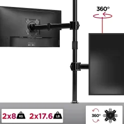 DMT252VX2 Support 2 écrans PC à pince pour bureau Bras de moniteur Rotatif Inclinable Pivotant Compatible VESA 75 100 Duronic