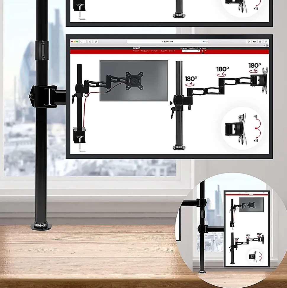 DMT252VX2 Support 2 écrans PC à pince pour bureau Bras de moniteur Rotatif Inclinable Pivotant Compatible VESA 75 100 Duronic