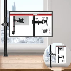 DMT151X2 Support écran PC à pince pour bureau Bras de moniteur Rotatif Inclinable Pivotant Compatible VESA 75 100 Duronic