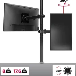 DMT151X2 Support écran PC à pince pour bureau Bras de moniteur Rotatif Inclinable Pivotant Compatible VESA 75 100 Duronic