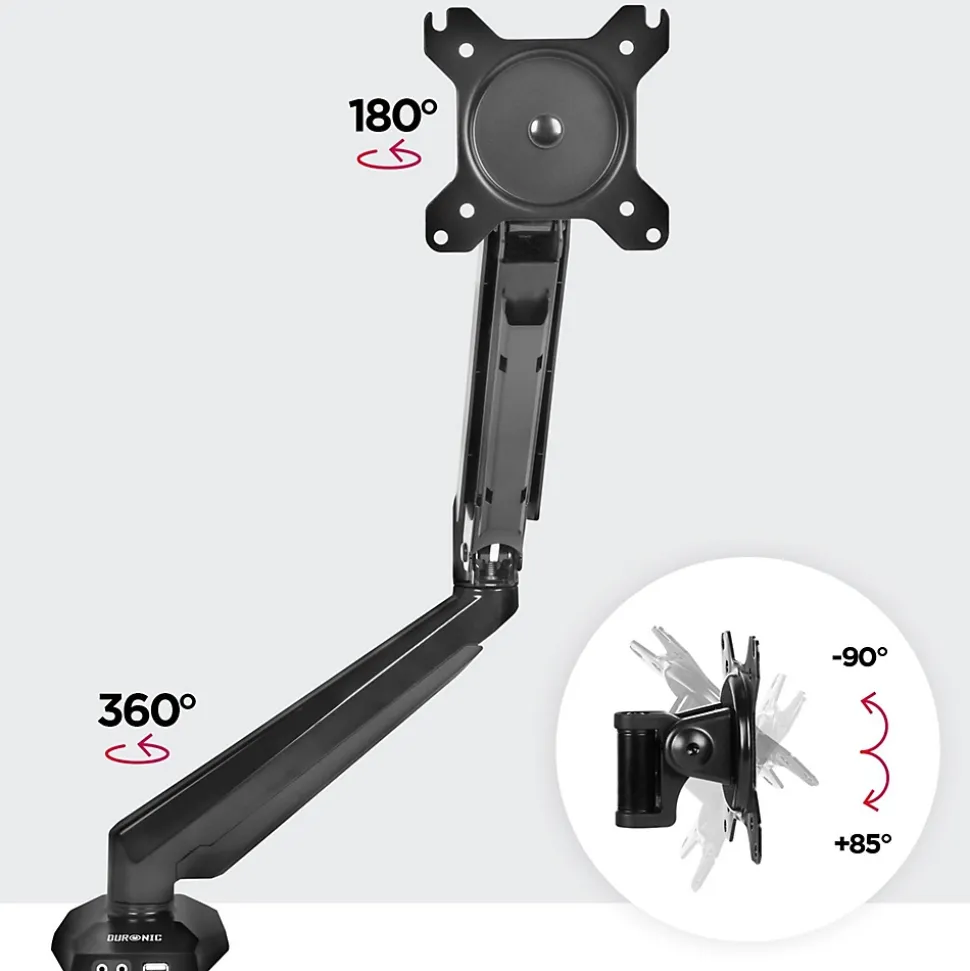 DMUSB5X1 Support écran PC à pince pour bureau Bras de moniteur Rotatif Inclinable Pivotant Compatible VESA 75 100 Duronic