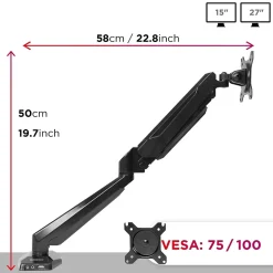 DMUSB5X1 Support écran PC à pince pour bureau Bras de moniteur Rotatif Inclinable Pivotant Compatible VESA 75 100 Duronic