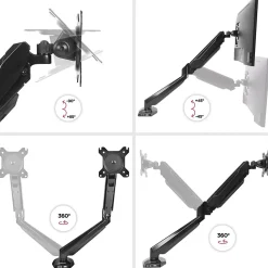 DMUSB5X1 Support écran PC à pince pour bureau Bras de moniteur Rotatif Inclinable Pivotant Compatible VESA 75 100 Duronic