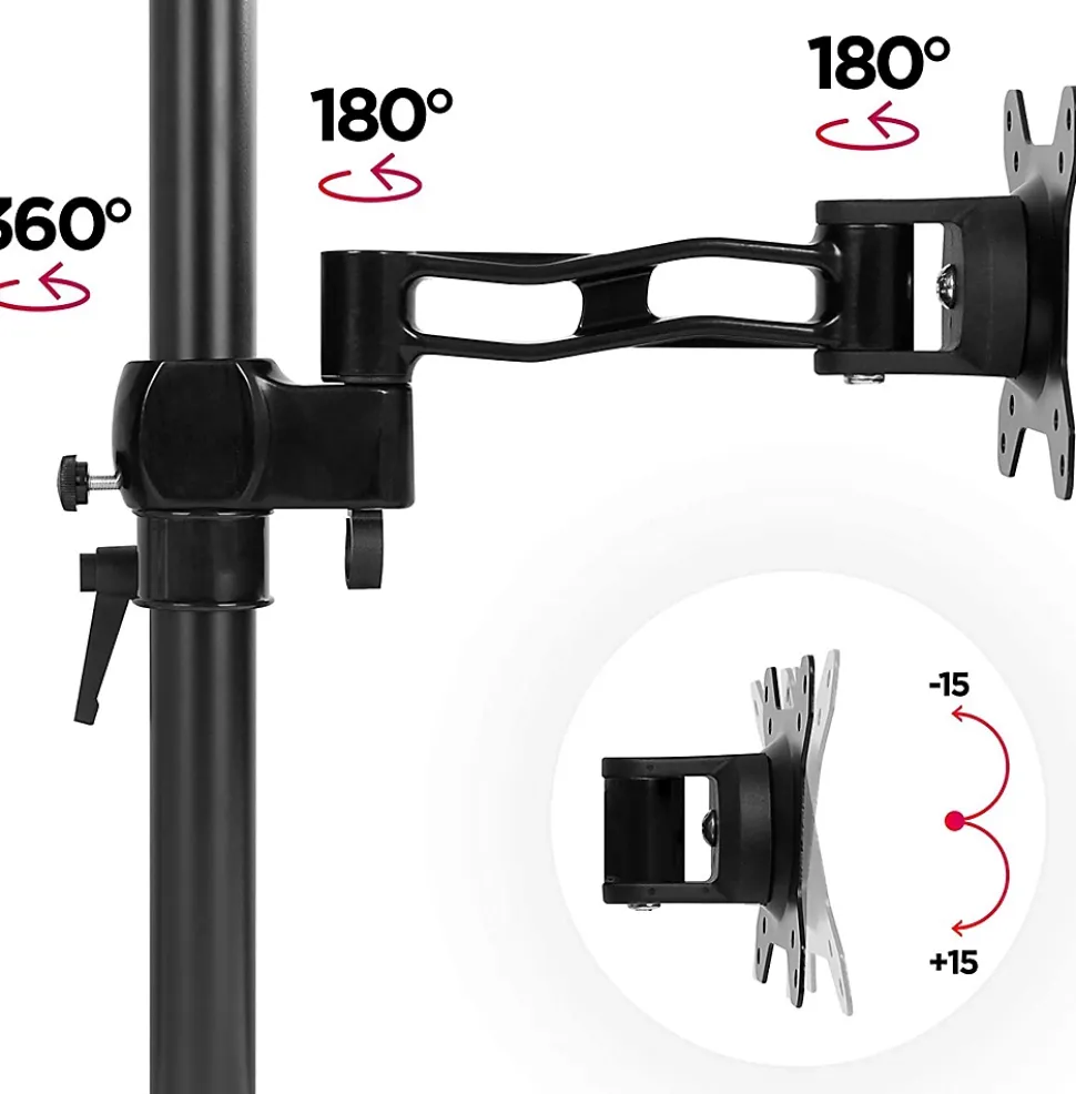 DM35V2X2 Support 2 écrans PC à pince pour bureau Bras de moniteur Rotatif Inclinable Pivotant Compatible VESA 75 100 Duronic