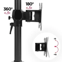 DM35V2X1 Support 2 écrans PC à pince pour bureau Bras de moniteur Rotatif Inclinable Pivotant Compatible VESA 75 100 Duronic