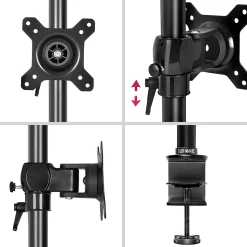 DM35V2X1 Support 2 écrans PC à pince pour bureau Bras de moniteur Rotatif Inclinable Pivotant Compatible VESA 75 100 Duronic
