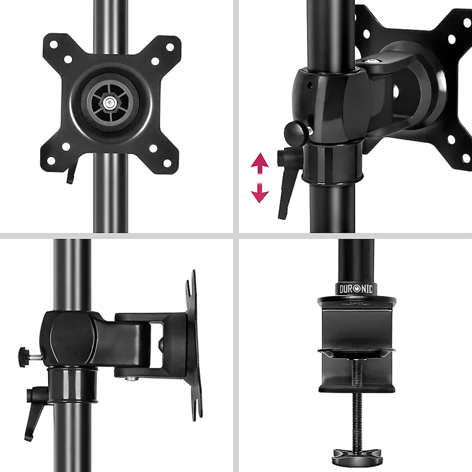 DM35V2X1 Support 2 écrans PC à pince pour bureau Bras de moniteur Rotatif Inclinable Pivotant Compatible VESA 75 100 Duronic