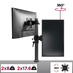 DM35V2X1 Support 2 écrans PC à pince pour bureau Bras de moniteur Rotatif Inclinable Pivotant Compatible VESA 75 100 Duronic
