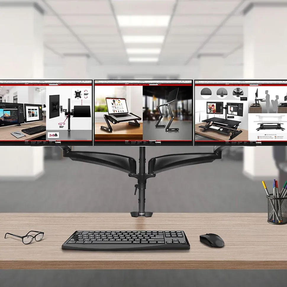 DM453VX1 Support 4 écrans PC à pince pour bureau Bras de moniteur Rotatif Inclinable Pivotant Compatible VESA 75 100 Duronic