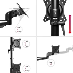 DM453VX1 Support 4 écrans PC à pince pour bureau Bras de moniteur Rotatif Inclinable Pivotant Compatible VESA 75 100 Duronic