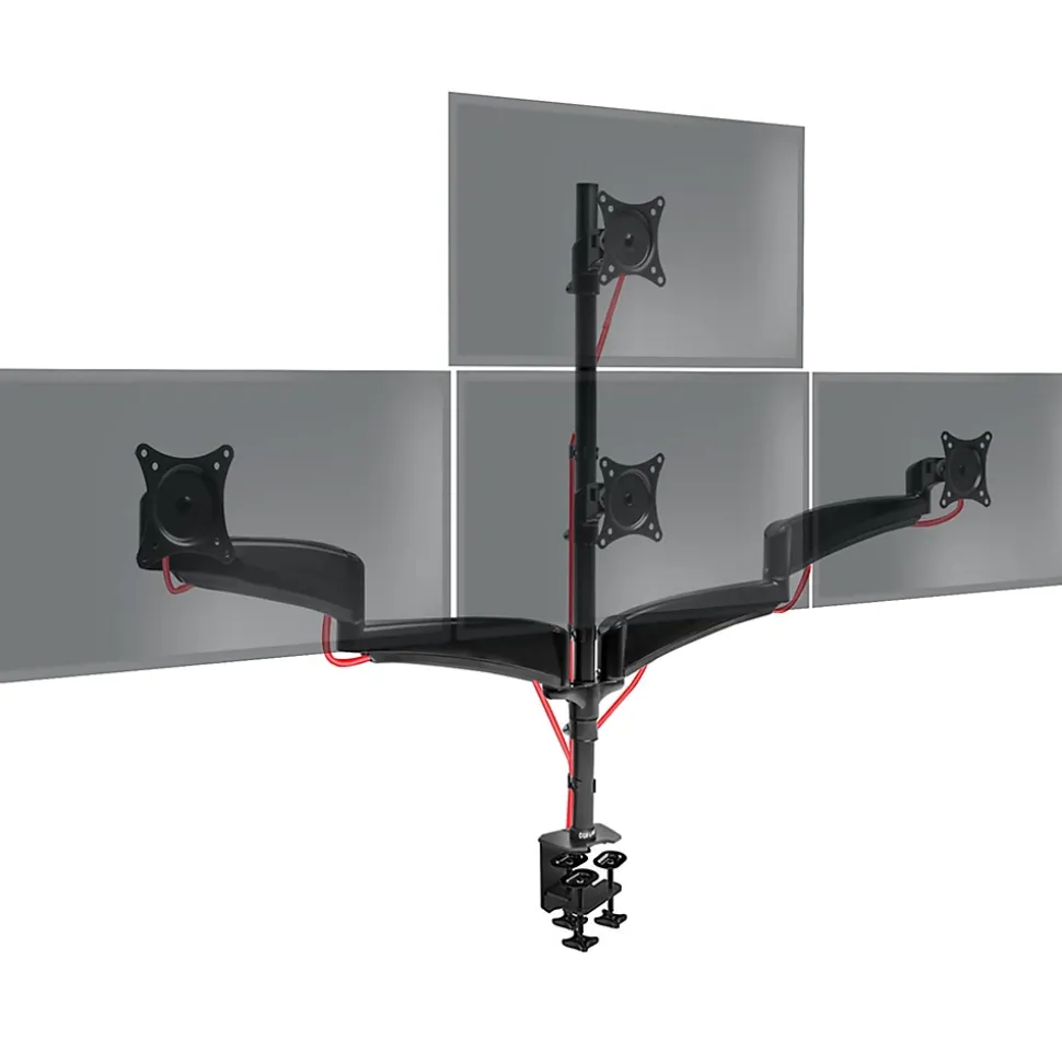 DM453VX1 Support 4 écrans PC à pince pour bureau Bras de moniteur Rotatif Inclinable Pivotant Compatible VESA 75 100 Duronic