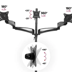 DM453VX1 Support 4 écrans PC à pince pour bureau Bras de moniteur Rotatif Inclinable Pivotant Compatible VESA 75 100 Duronic