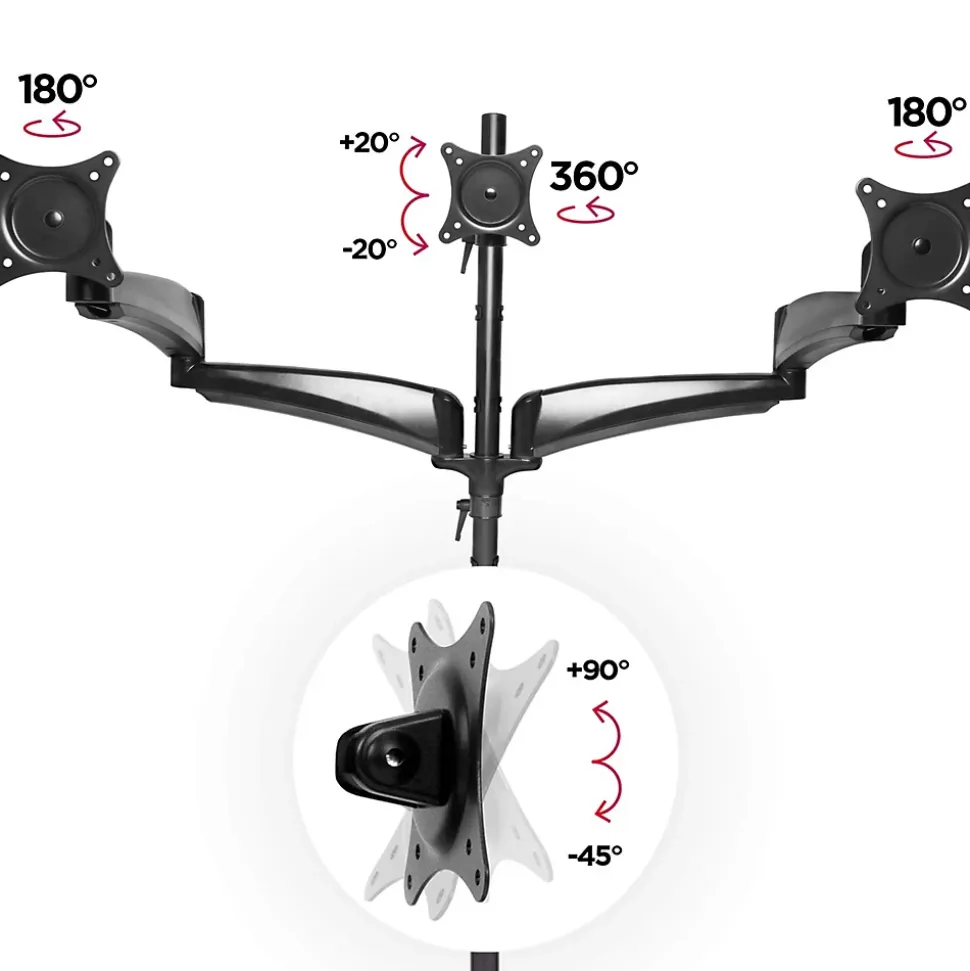 DM453VX1 Support 4 écrans PC à pince pour bureau Bras de moniteur Rotatif Inclinable Pivotant Compatible VESA 75 100 Duronic