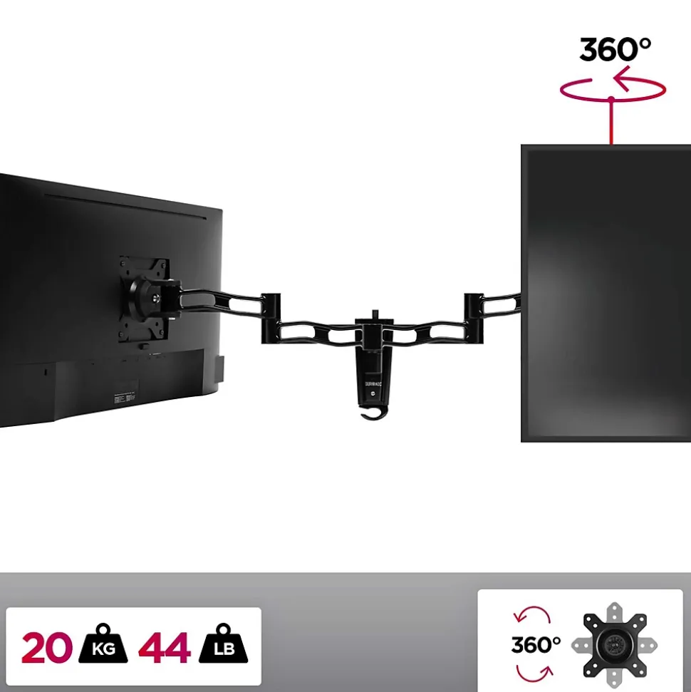 DM35W1X3 Support mural écran PC Bras de moniteur Rotatif Inclinable Pivotant Compatible VESA 75 100 Passe câble Duronic