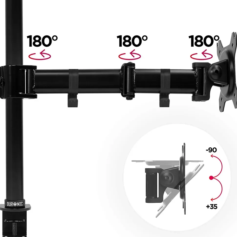 DM251X3 BK Support écran PC à pince pour bureau Bras de moniteur Rotatif Inclinable Pivotant Compatible VESA 75 100 Duronic