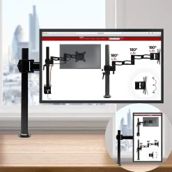 DM251X3 BK Support écran PC à pince pour bureau Bras de moniteur Rotatif Inclinable Pivotant Compatible VESA 75 100 Duronic
