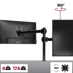 DM251X3 BK Support écran PC à pince pour bureau Bras de moniteur Rotatif Inclinable Pivotant Compatible VESA 75 100 Duronic