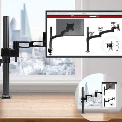 DM351X3 BK Support écran PC à pince pour bureau Bras de moniteur Rotatif Inclinable Pivotant Compatible VESA 75 100 Duronic