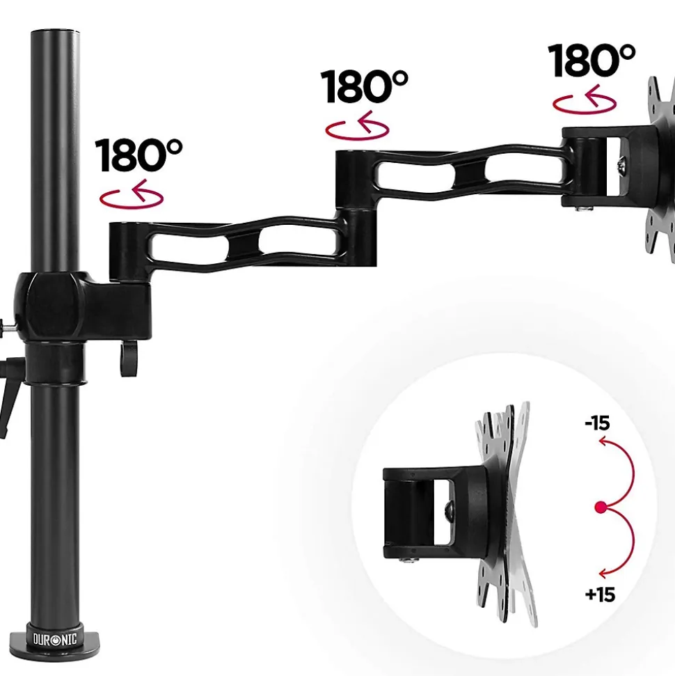 DM351X3 BK Support écran PC à pince pour bureau Bras de moniteur Rotatif Inclinable Pivotant Compatible VESA 75 100 Duronic