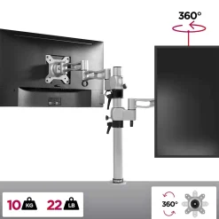 DM351X3 SR Support écran PC à pince pour bureau Bras de moniteur Rotatif Inclinable Pivotant compatible VESA 75 100 Duronic