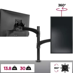 DM451X2 Support écran PC à pince pour bureau Bras de moniteur Rotatif Inclinable Pivotant Compatible VESA 75 100 Duronic