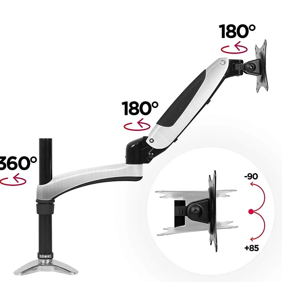 DM651X2 Support écran PC à pince pour bureau Bras de moniteur Rotatif Inclinable Pivotant Compatible VESA 75 100 Duronic
