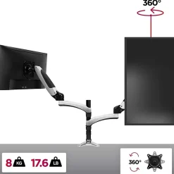 DM651X2 Support écran PC à pince pour bureau Bras de moniteur Rotatif Inclinable Pivotant Compatible VESA 75 100 Duronic