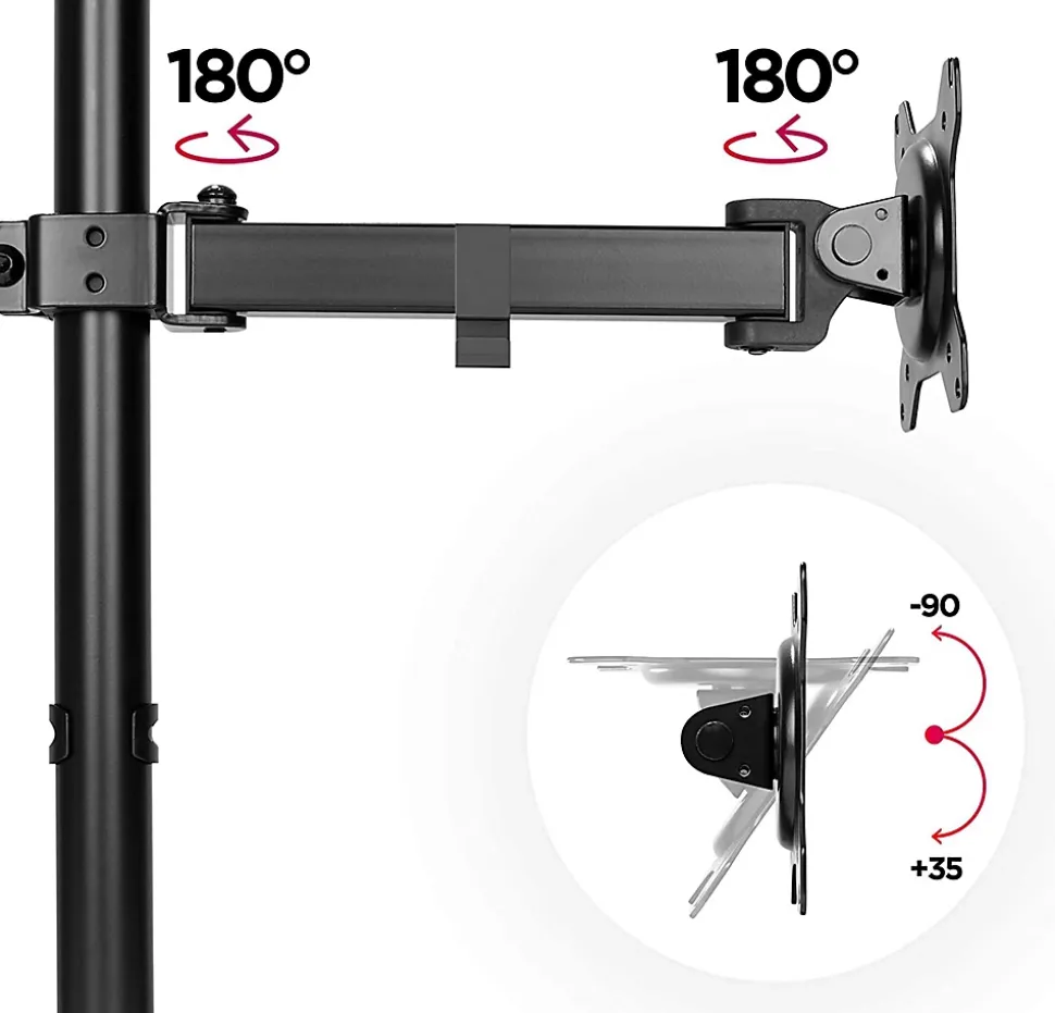 DM151X2 Support écran PC à pince pour bureau Bras de moniteur Rotatif Inclinable Pivotant Compatible VESA 75 100 Duronic