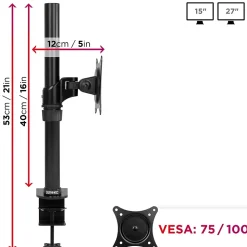 DM451X1 Support écran PC à pince pour bureau Bras de moniteur Rotatif Inclinable Pivotant Compatible VESA 75 100 Duronic