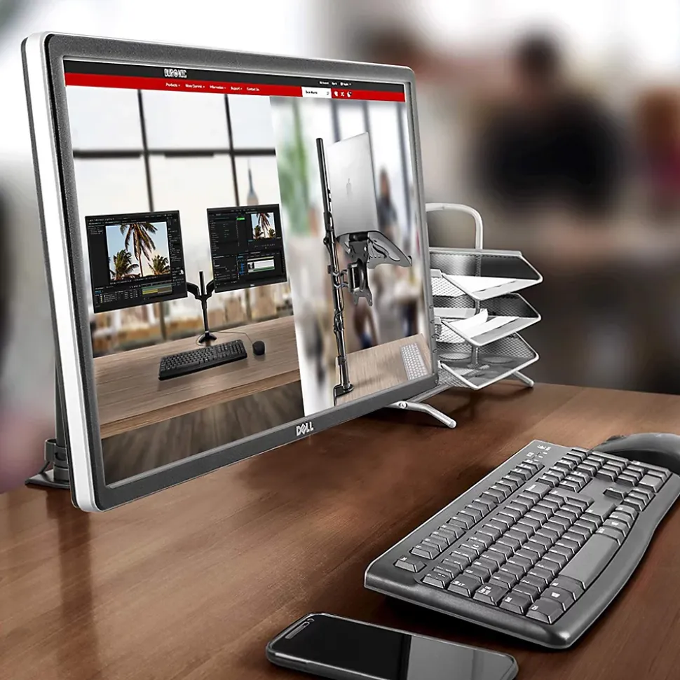 DM451X1 Support écran PC à pince pour bureau Bras de moniteur Rotatif Inclinable Pivotant Compatible VESA 75 100 Duronic