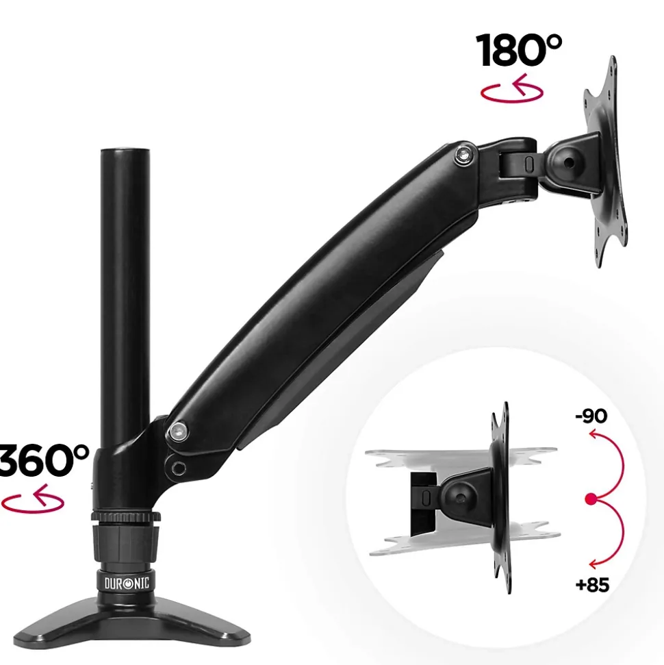 DM551X1 Support écran PC à pince pour bureau Bras de moniteur Rotatif Inclinable Pivotant Compatible VESA 75 100 Duronic