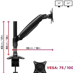 DM551X1 Support écran PC à pince pour bureau Bras de moniteur Rotatif Inclinable Pivotant Compatible VESA 75 100 Duronic