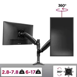 DM551X1 Support écran PC à pince pour bureau Bras de moniteur Rotatif Inclinable Pivotant Compatible VESA 75 100 Duronic