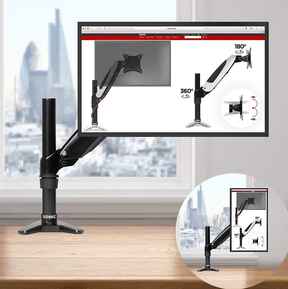DM551X1 Support écran PC à pince pour bureau Bras de moniteur Rotatif Inclinable Pivotant Compatible VESA 75 100 Duronic