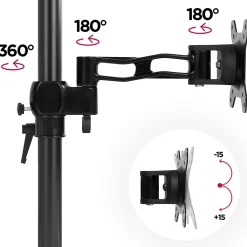 DM351X2 Support écran PC à pince pour bureau Bras de moniteur Rotatif Inclinable Pivotant compatible VESA 75 100 Duronic