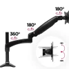 DM551X2 Support écran PC à pince pour bureau Bras de moniteur Rotatif Inclinable Pivotant Compatible VESA 75 100 Duronic