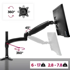 DM551X2 Support écran PC à pince pour bureau Bras de moniteur Rotatif Inclinable Pivotant Compatible VESA 75 100 Duronic