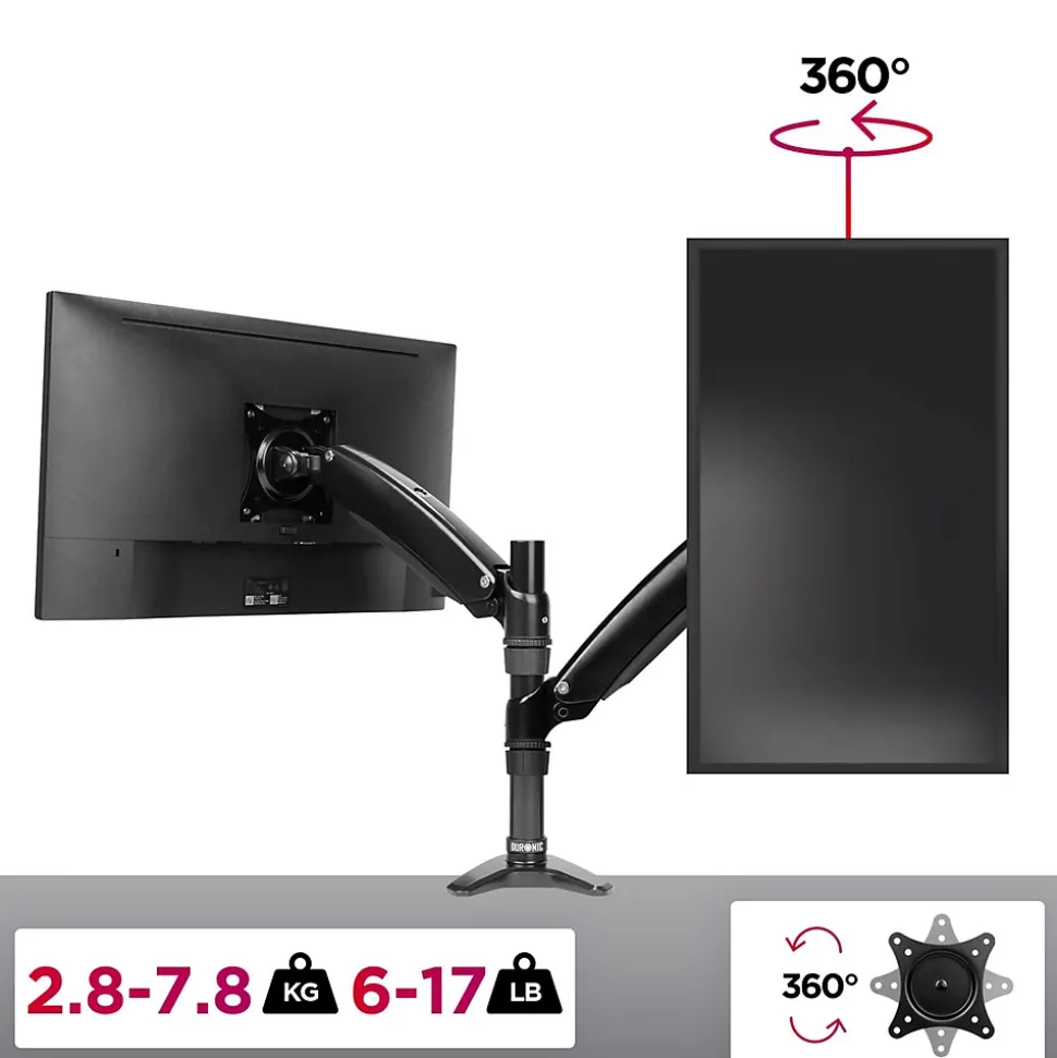 DM551X2 Support écran PC à pince pour bureau Bras de moniteur Rotatif Inclinable Pivotant Compatible VESA 75 100 Duronic