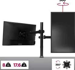 DM151X3 Support écran PC à pince pour bureau Bras de moniteur Rotatif Inclinable Pivotant Compatible VESA 75 100 Duronic
