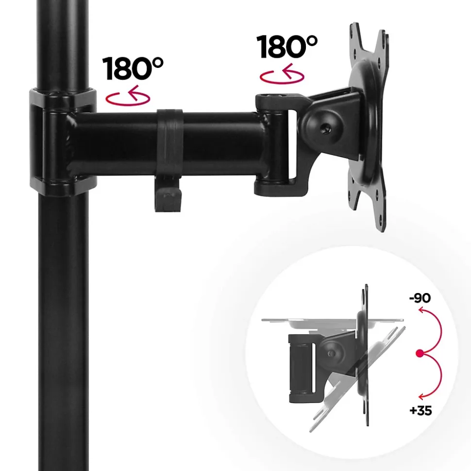 DM251X2 Support écran PC à pince pour bureau Bras de moniteur Rotatif Inclinable Pivotant Compatible VESA 75 100 Duronic