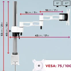 DM351X3 WE Support écran PC à pince pour bureau Bras de moniteur Rotatif Inclinable Pivotant Compatible VESA 75 100 Duronic