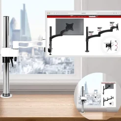 DM351X3 WE Support écran PC à pince pour bureau Bras de moniteur Rotatif Inclinable Pivotant Compatible VESA 75 100 Duronic