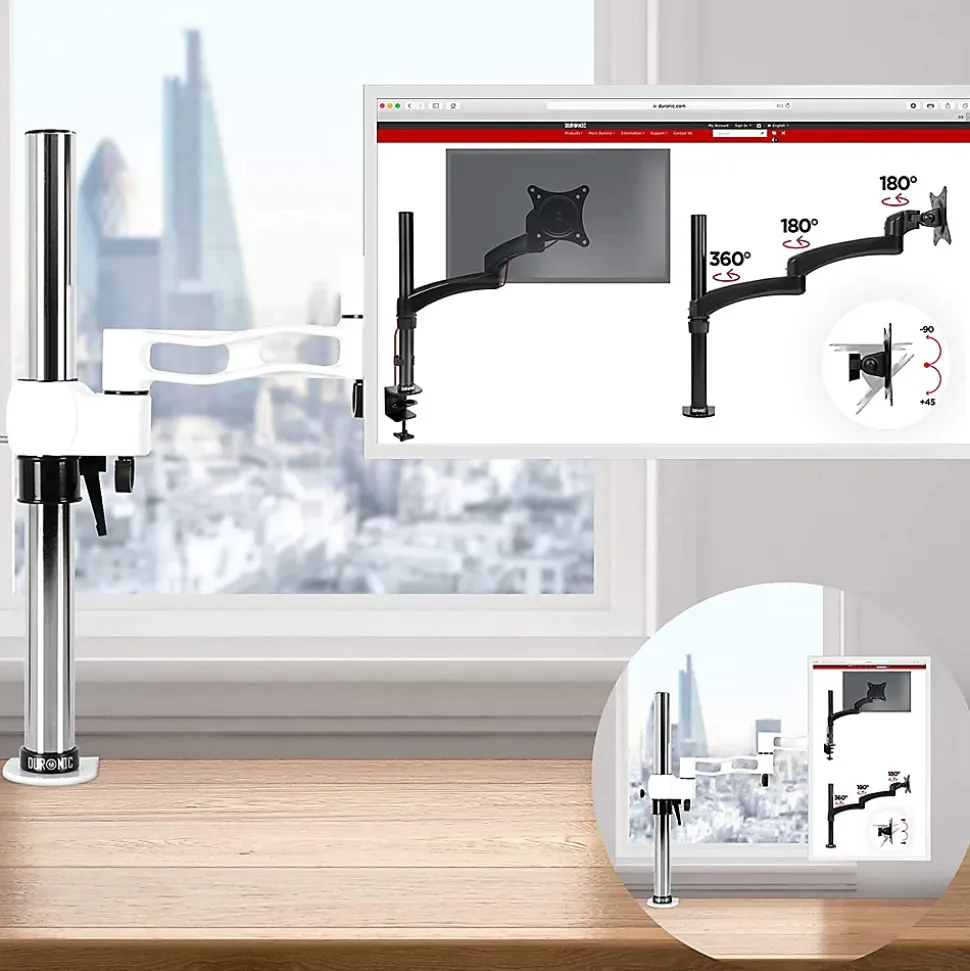 DM351X3 WE Support écran PC à pince pour bureau Bras de moniteur Rotatif Inclinable Pivotant Compatible VESA 75 100 Duronic