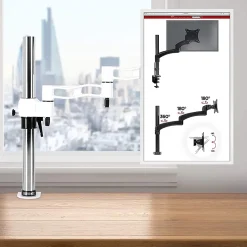 DM351X3 WE Support écran PC à pince pour bureau Bras de moniteur Rotatif Inclinable Pivotant Compatible VESA 75 100 Duronic