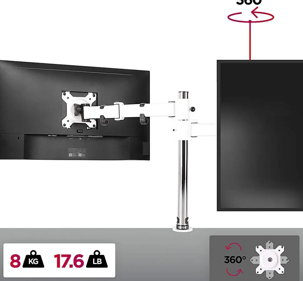 DM251X3 WE Support écran PC à pince pour bureau Bras de moniteur Rotatif Inclinable Pivotant Compatible VESA 75 100 Duronic