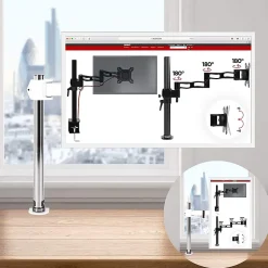 DM251X3 WE Support écran PC à pince pour bureau Bras de moniteur Rotatif Inclinable Pivotant Compatible VESA 75 100 Duronic